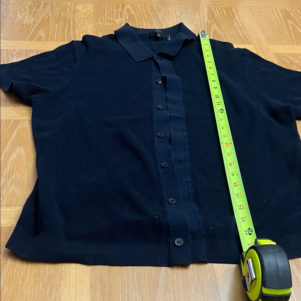 Theory Black Short Sleeve Button Down Knit Shirt